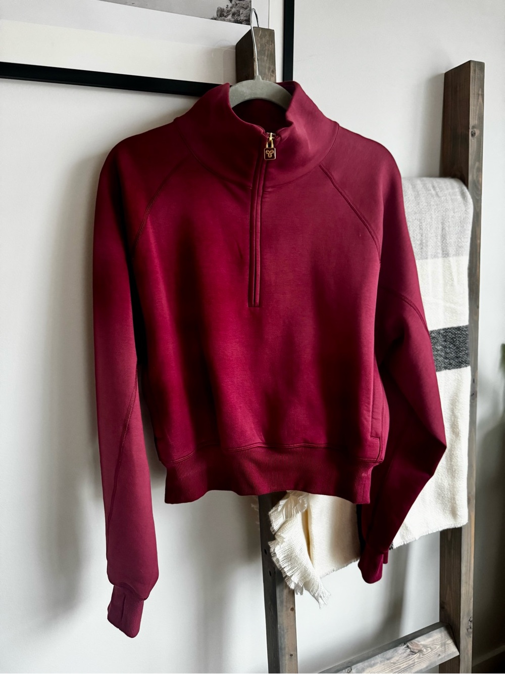 Women’s Aritzia “Golden” Half-Zip Pullover Sweatshirt - Red/Burgundy